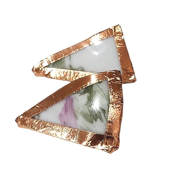 Handcrafted Upcycled Vintage Porcelain Earrings - Picture 3 of 3